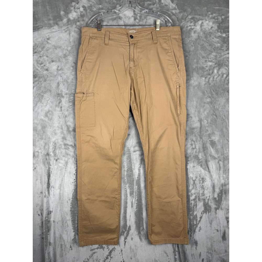 Signature by Levi Strauss Gold Mens Carpenter Pants 36x34 Tan Khaki Straight Leg